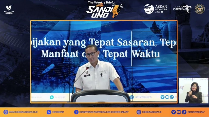 Menparekraf Sandiaga Uno saat The Weekly Brief with Sandi Uno. Dok: Aulia/Medcom