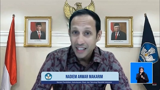 Mendikbudristek Nadiem Makarim. DOK YouTube Kemdikbud RI