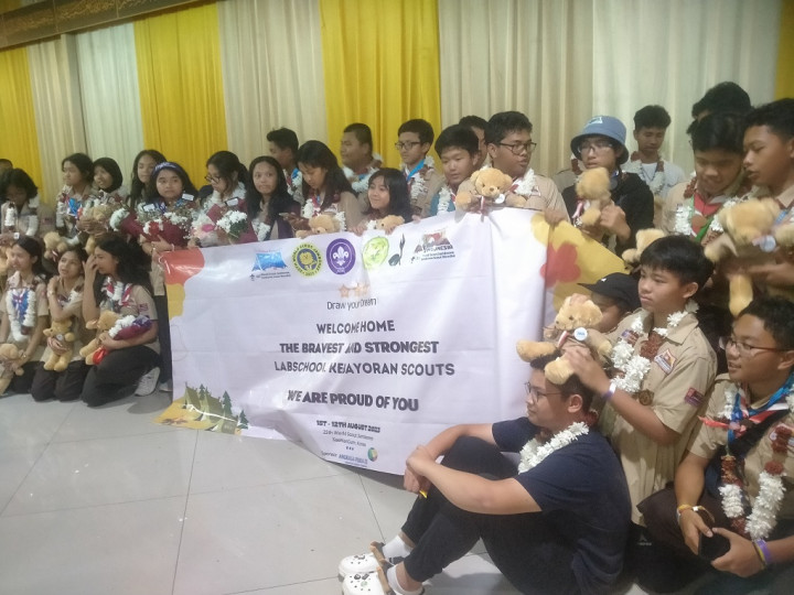 Kontingen Jambore Pramuka Dunia Indonesia Tiba di Tanah Air