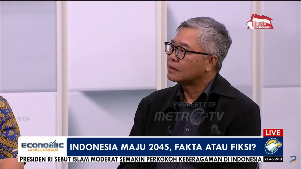 Piter Redjalam Abdullah dalam siaran Metro TV Economic Challenges. Foto: Tangakapan layar.