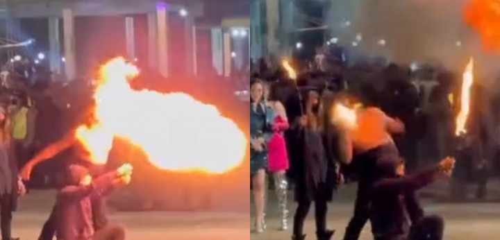 Ngeri! Wajah Limbad Terbakar saat Lakukan Atraksi Sembur Api