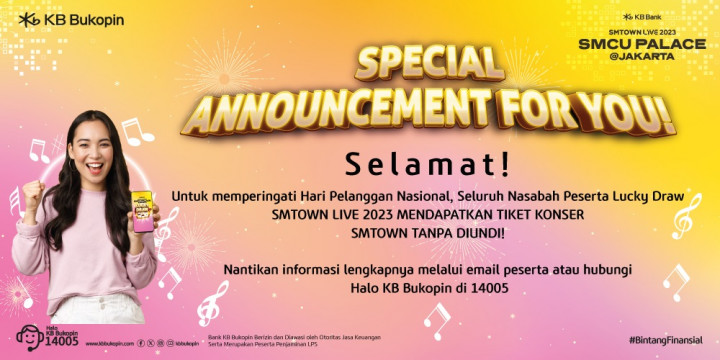 Hari Pelanggan Nasional, KB Bukopin Bagikan Tiket Konser K-Pop SMTOWN LIVE 2023 untuk Nasabah