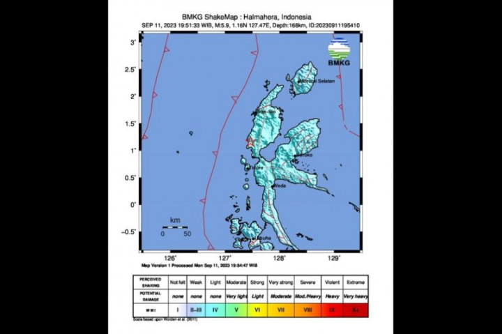 Halmahera Diguncang Gempa Bumi Magnitudo 5,9