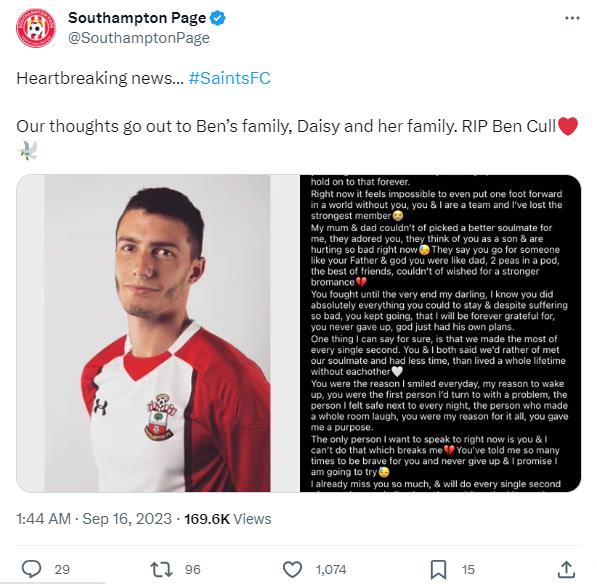 Memilukan, Mantan Pemain Muda Inggris Meninggal Dunia Sepekan setelah Melamar Kekasihnya