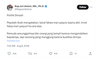 Netizen Bongkar Jejak Digital Raja Juli Antoni PSI yang Tolak Politik Dinasti