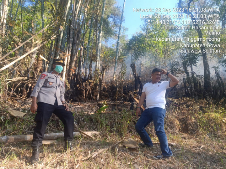 Api di Hutan Pinus Malino Gowa Mulai Terkendali
