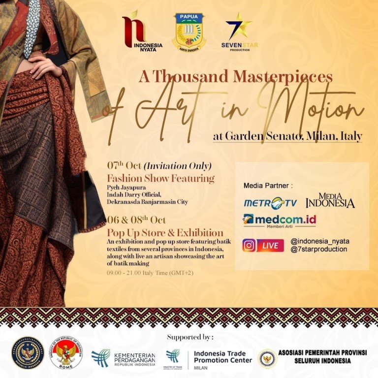 Warisan budaya Indonesia, Batik akan diperagakan di Kota Milan, Italia. (Foto: Dok. Ist)