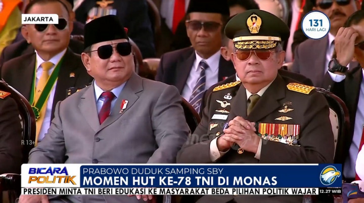 Prabowo dan SBY Santuy Duduk Bersebelahan saat Perayaan HUT ke-78 TNI