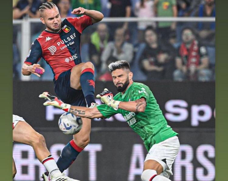 Olivier Giroud lakukan penyelamatan, Milan menang atas Genoa. (foto: instagram)