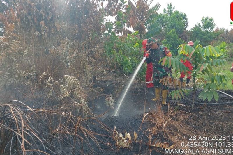 Ilustrasi: Sejumlah petugas gabungan dari Manggala Agni dan TNI memadamkan api akibat kebakaran lahan dan hutan (karhutla) di Desa Tarai Bangun seluas 1 hektare lebih yang terjadi sejak Senin (28/8) hingga Selasa (29/8) aktivitas pemadaman masih berlanjut