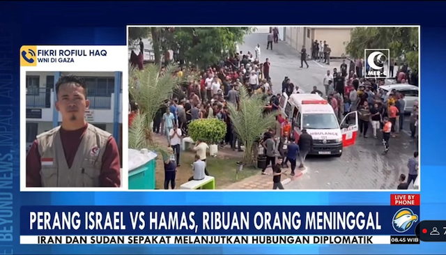 WNI di Gaza sekaligus relawan Mer-C, Fikri Rofiul Haq. Foto: Metro TV