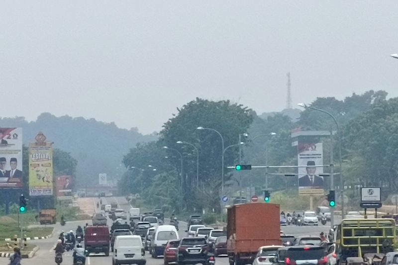 Kabut asap yang menyelimuti Kota Batam pada tanggal 7 Oktober 2023 (ANTARA/Yude).