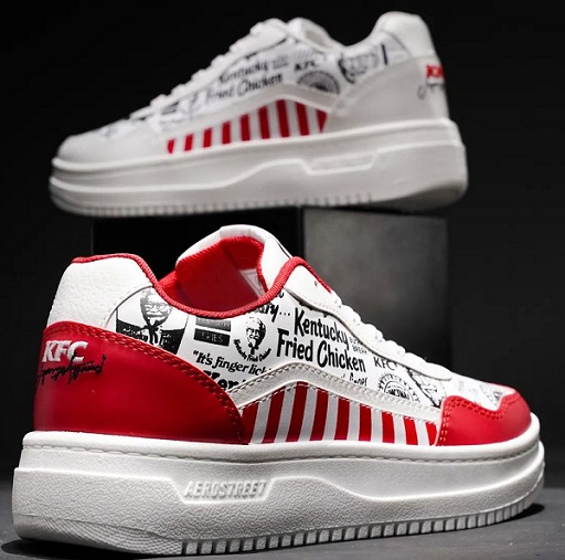 Sepatu kolaborasi Aero Street x KFC Indonesia. (Foto: Dok. Instagram/@aerostreet)
