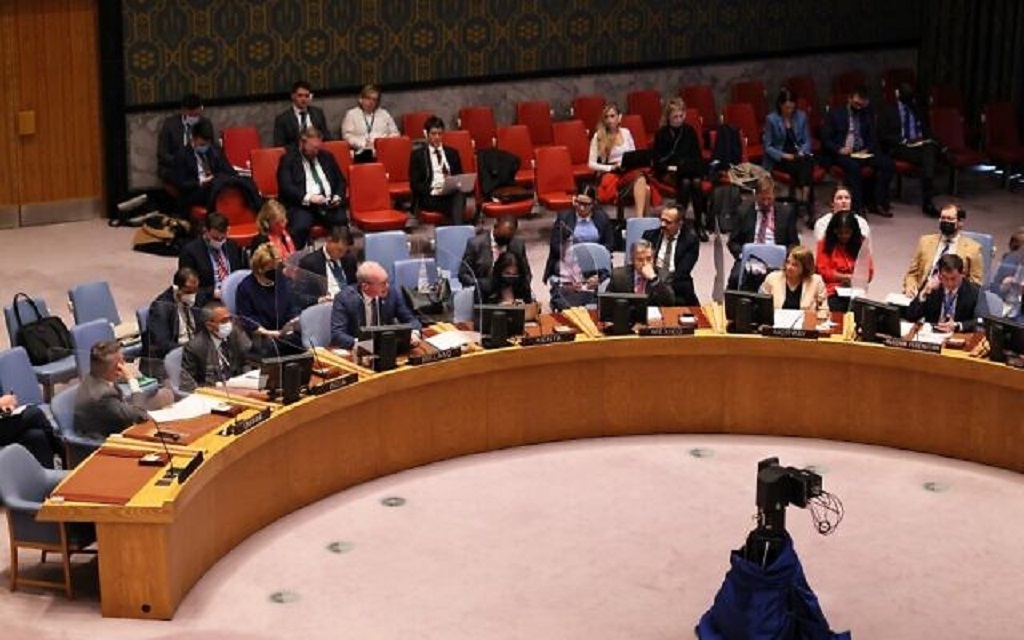Sebuah sesi pertemuan berlangsung di gedung DK PBB di New York, AS. (AFP)