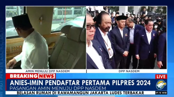 Pagi Ini Pasangan AMIN Mendatangi DPP NasDem Tower