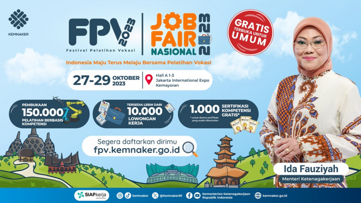 Kemenaker Gelar Job FairNasional dan Festival Pelatihan Vokasi 2023 Pekan Ini