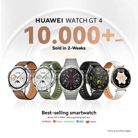 Terjual Lebih dari 10 Ribu Unit dalam 2 Minggu, HUAWEI WATCH GT 4 jadi <i>Smartwatch Stylish</i> Terpopuler di Indonesia!