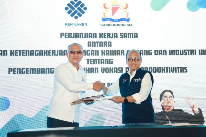 Kemenaker dan Kadin Teken MoU untuk Perkuat Sistem Informasi Pasar Kerja dan Pelatihan Vokasi