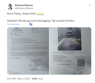 Mobil VW Miliknya Kena Tilang Polda Metro Jaya, Achsanul Qosasi: Siap Salah!