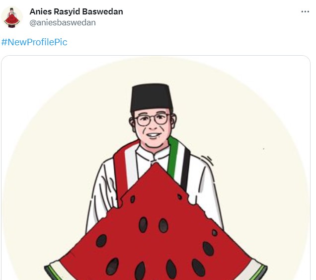 Dukung Palestina, Anies Ganti Foto Profil Buah Semangka