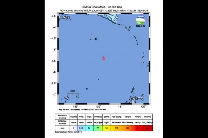 Gempa Magnitudo 5,4 Kembali Mengguncang Wilayah Laut Banda