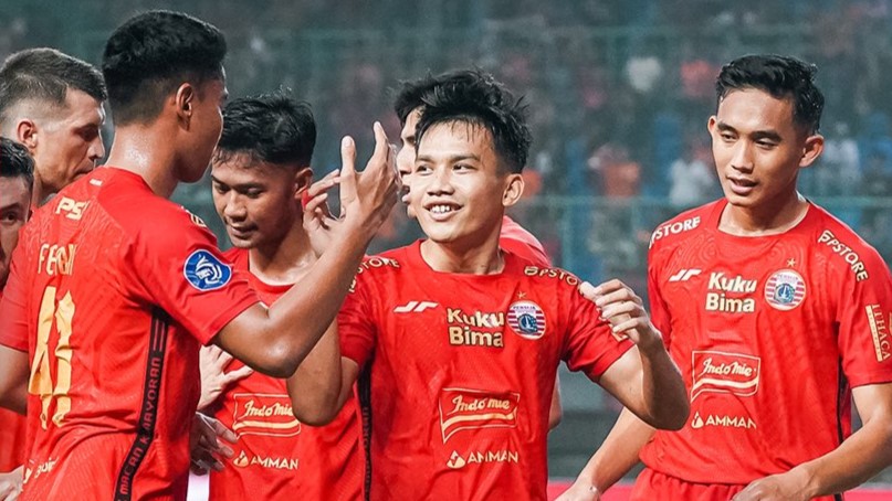 Selebrasi gol para pemain Persija Jakarta. (Foto: Twitter resmi Persija)