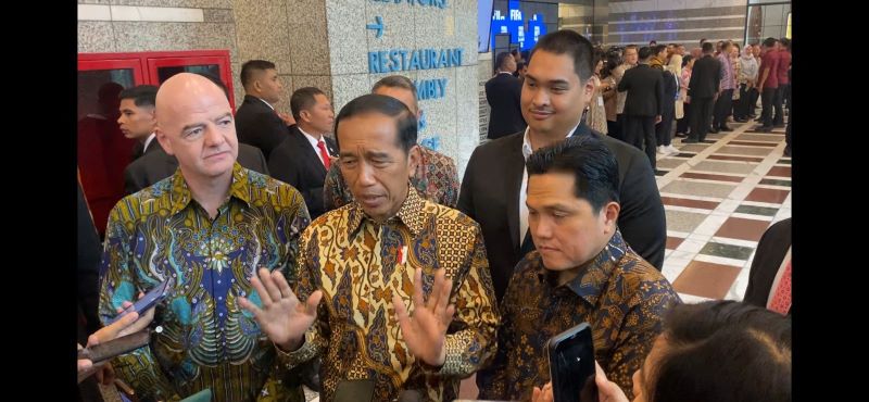 Presiden Jokowi dalam peresmian kantor perwakilan FIFA di Indonesia. Foto: Medcom.id/Kautsar.