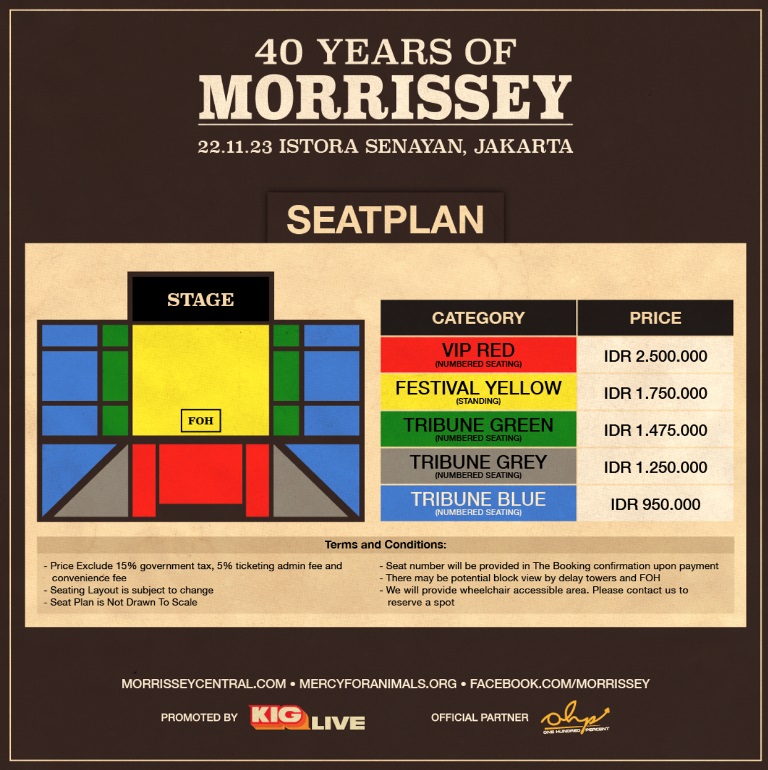 Konser '40 Years of Morrissey' akan digelar pada 22 November 2023. (Foto: Dok. Ist)