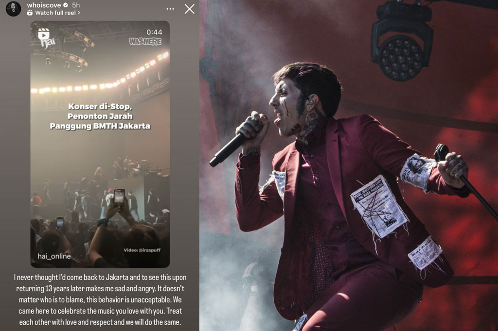 Tangkapan layar komentar vokalis Saosin atas kericuhan konser BMTH di Jakarta (Foto: AFP)