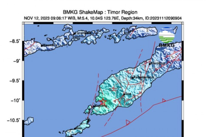 Gempa Magnitudo 5,4 Guncang Kota Kupang