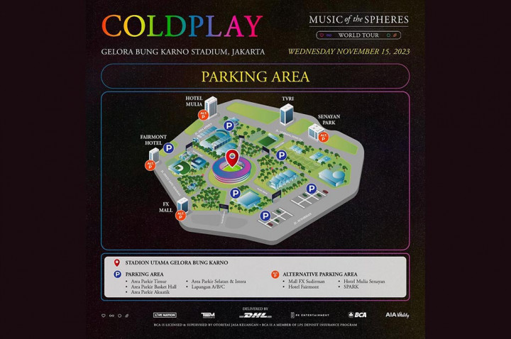 Catat Lokasi Kantong Parkir Konser Coldplay Hari Ini