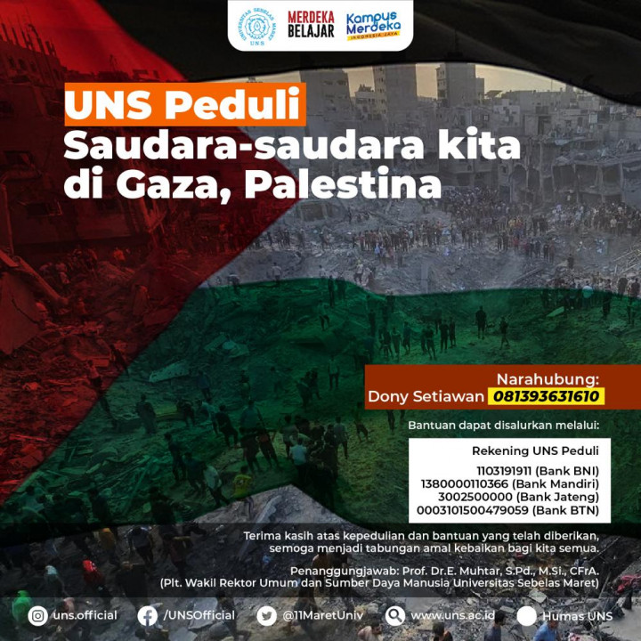 3 Mahasiswa Asal Gaza Hilang Kontak dengan Keluarga, UNS Buka 'Aksi Peduli'