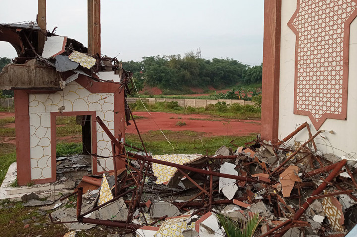 Begini Kondisi Menara Masjid yang Ambruk Diterjang Hujan Lebat dan Angin Kencang