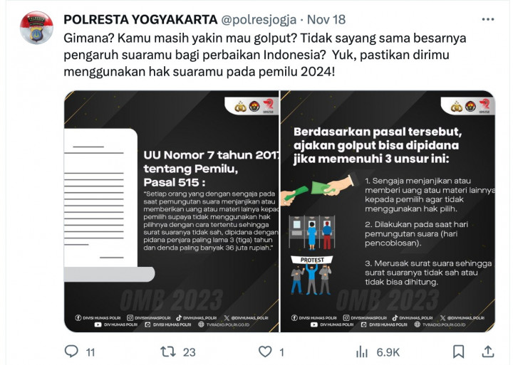 Unggahan Polres Jogja di Media Sosial Ini Mendadak jadi Sorotan