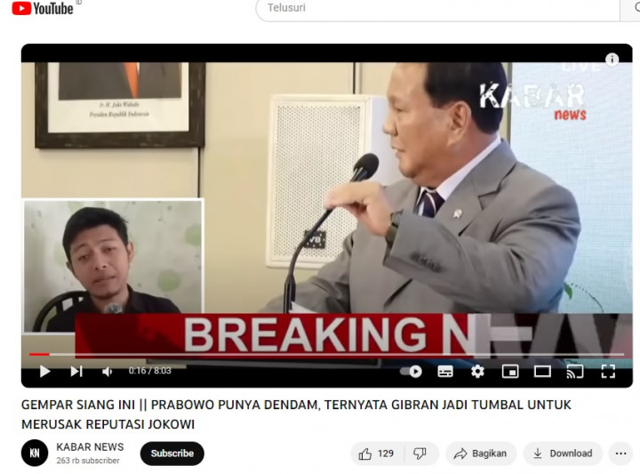 [Cek Fakta] Prabowo Punya Dendam ke Jokowi dan Gibran Dijadikan Tumbal, Ini Faktanya