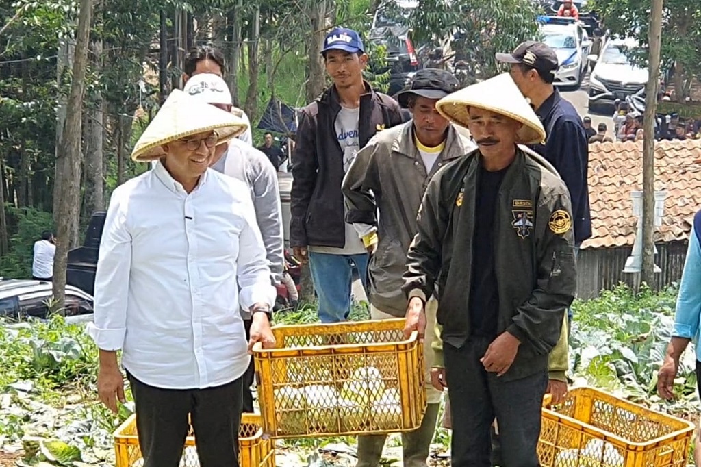 Anies Serap Keluhan Kelangkaan Pupuk dari Petani Holtikultura di Pangalengan