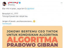Viral cuitan di Twitter yang menyebut Jokowi bertemu CEO TikTok untuk kepentingan Pilpres. tangkapan layar 