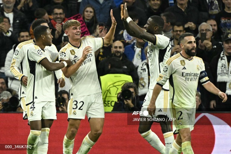 Nico Paz (32) menyumbang satu gol saat Madrid kalahkan Napoli 4-2 di matchday ke-5 Liga Champions Grup C-Foto AFP