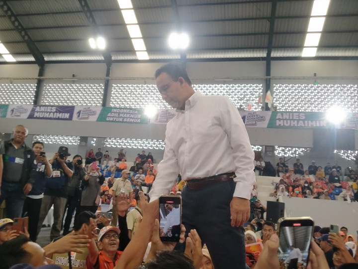 Teriakan Menang 1 Putaran, Sambut Kedatangan Anies di Tangerang
