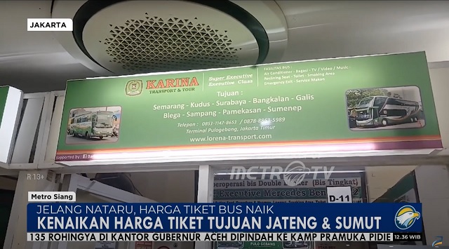 Jelang Nataru, Harga Tiket Bus Tujuan Jateng dan Sumut Naik di Terminal Pulo Gebang