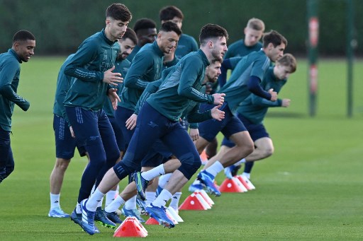 Sesi latihan Arsenal. (Glyn KIRK / AFP)