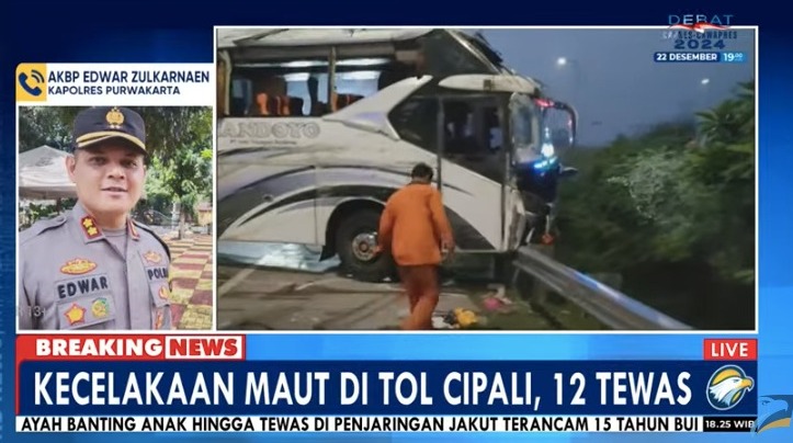 Kecelakaan Tol Cipali, Bus PO Handoyo Oleng dan Tabrak Pembatas Jalan