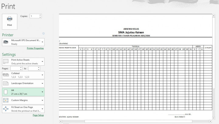 Cara Print Excel Agar Full di Kertas Tidak Terpotong