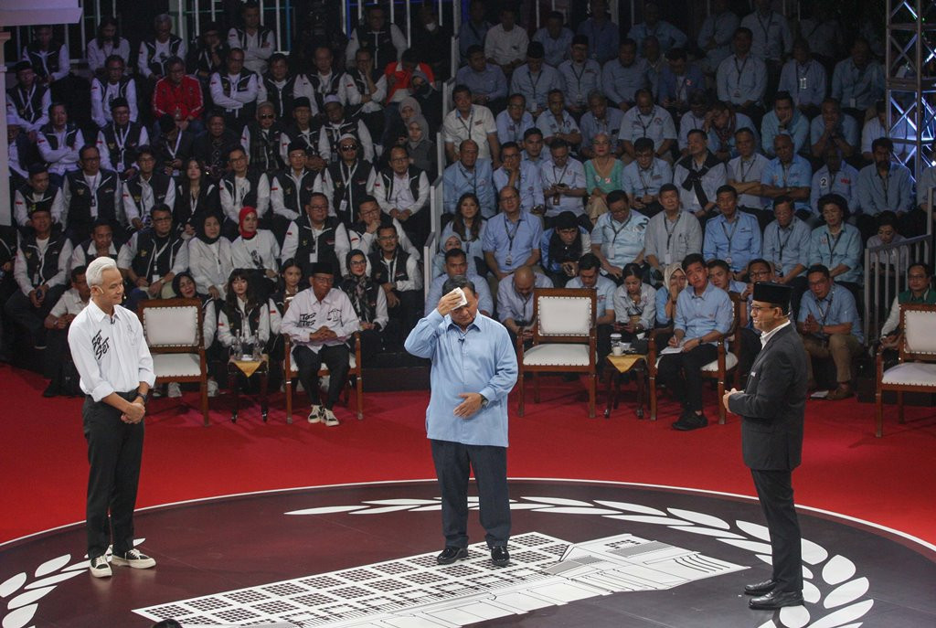 Debat capres perdana pada Selasa, 12 Desember 2023. Foto: MI/Usman Iskandar.