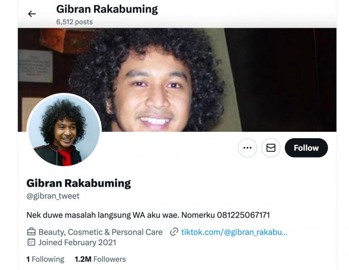 Berulah usai Debat Cawapres, Gibran Nyamar dan Pasang Wajah Jadul Giring PSI jadi Foto Profil Akun X