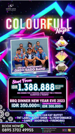Pada malam pergantian tahun 2023 menuju 2024, Sahid Jaya Lippo Cikarang menyelenggarakan acara bertema Colourfull Night (Foto:Dok)
