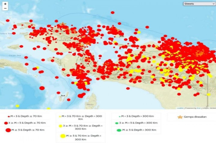 4.674 Gempa Guncang Bumi Cenderawasih Sepanjang 2023