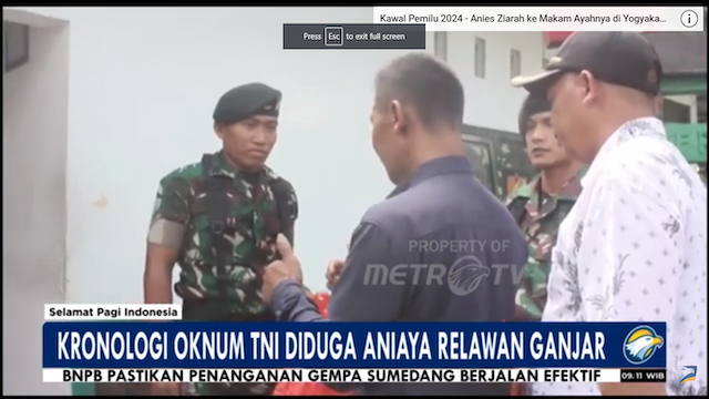 Kronologi Penganiayaan Oknum TNI Terhadap Relawan Ganjar