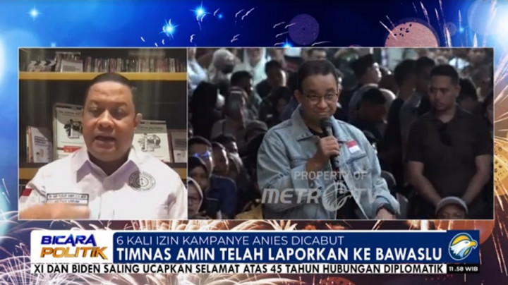 Timnas Pasangan AMIN Laporkan Pencabutan 6 Izin Kampanye ke Bawaslu