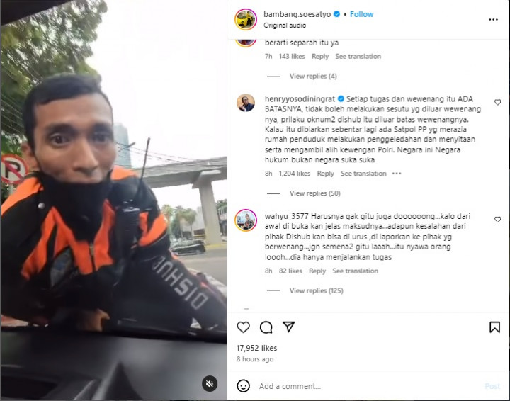 Viral Petugas Dishub DKI Nemplok di Kap Mobil, Ini Kata Kadishub